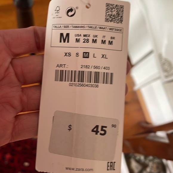 Zara Striped Blue and White Tie Front 3/4 Sleeve Blouse 💯 Cotton Size M - Picture 9 of 13